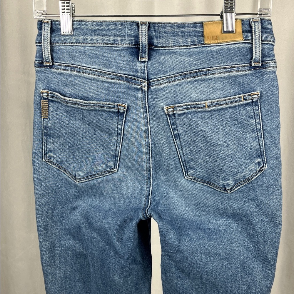 Paige Cindy Straight Jeans in Mel Destroyed Hem Denim. - Picture 6 of 12